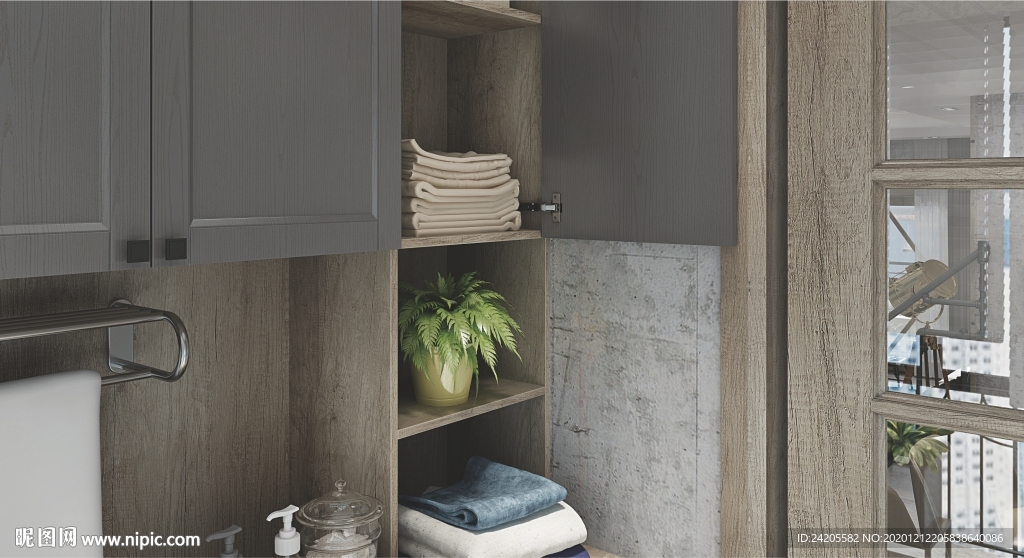 全屋定制简约板式阳台柜洗衣柜