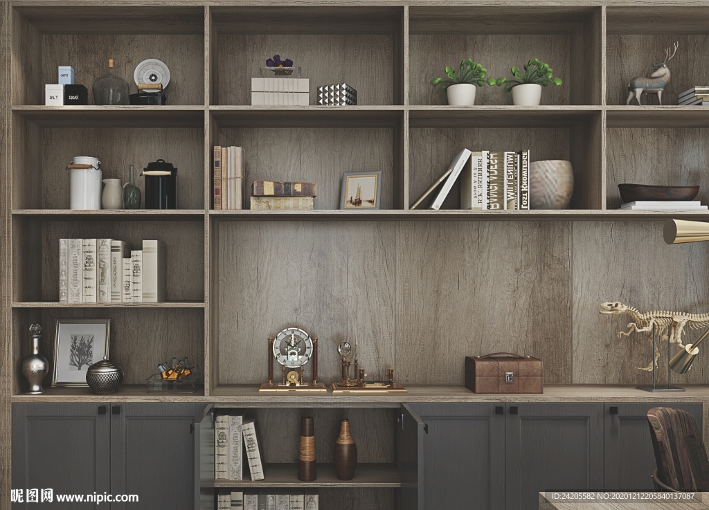 全屋定制简约板式书房书柜