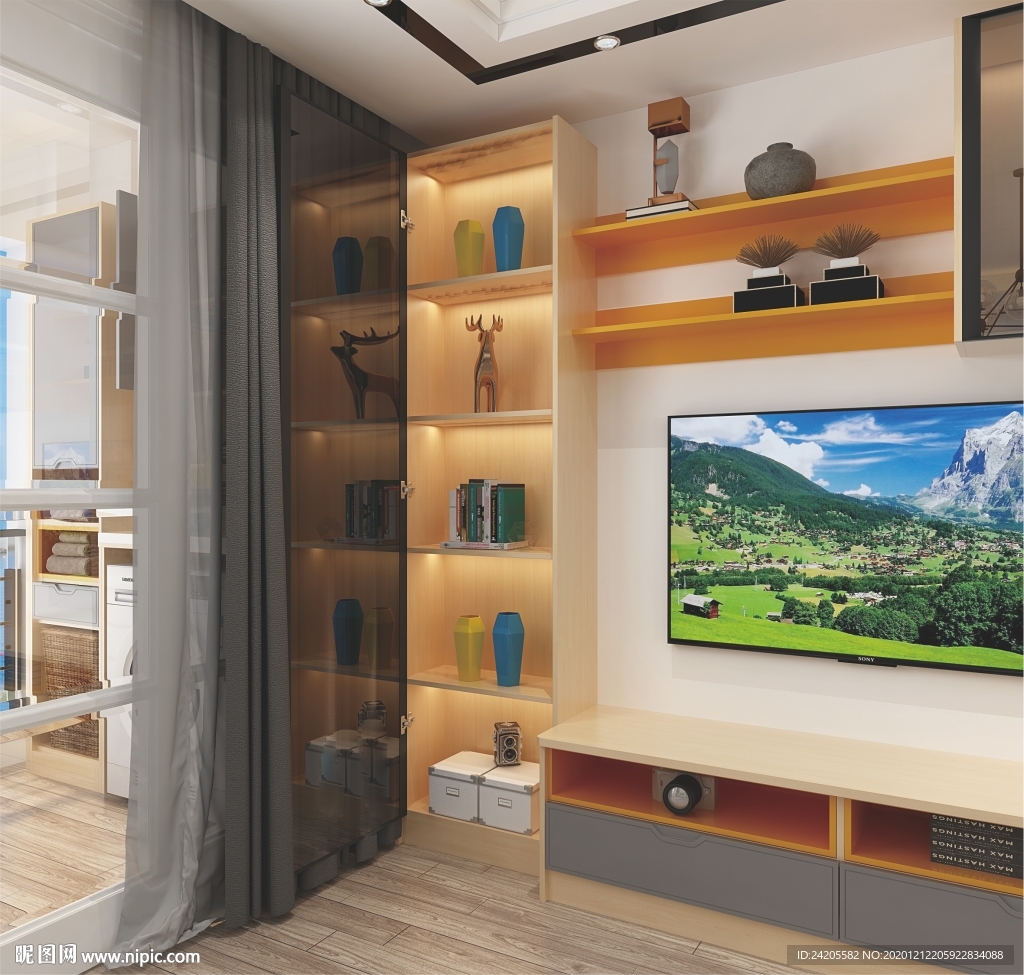 全屋定制客厅板式电视柜背景墙