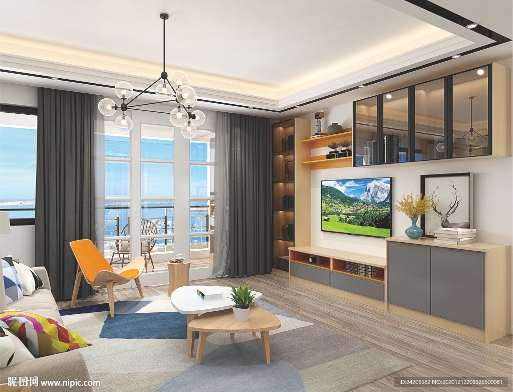 全屋定制客厅板式电视柜背景墙