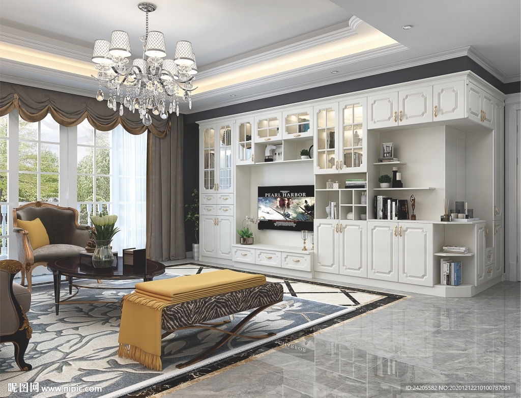 全屋定制客厅板式电视柜背景墙