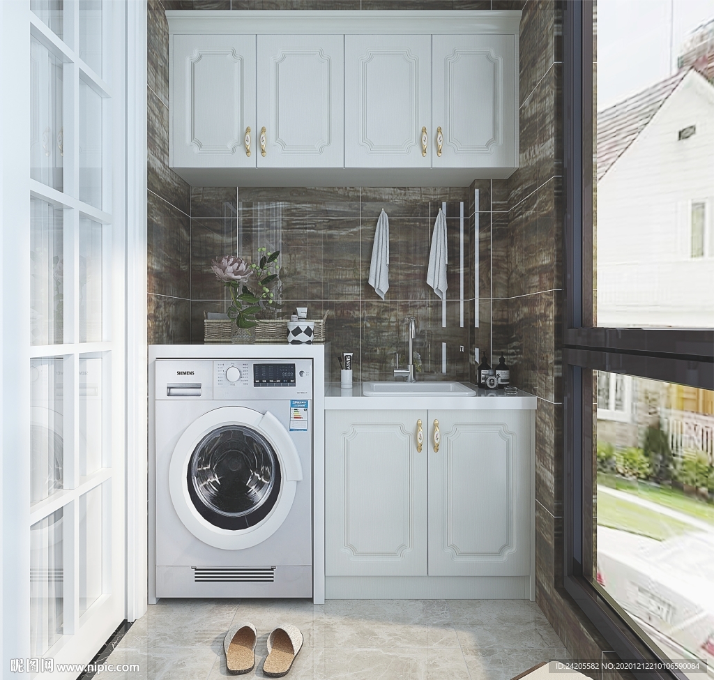 全屋定制简约板式阳台柜洗衣柜