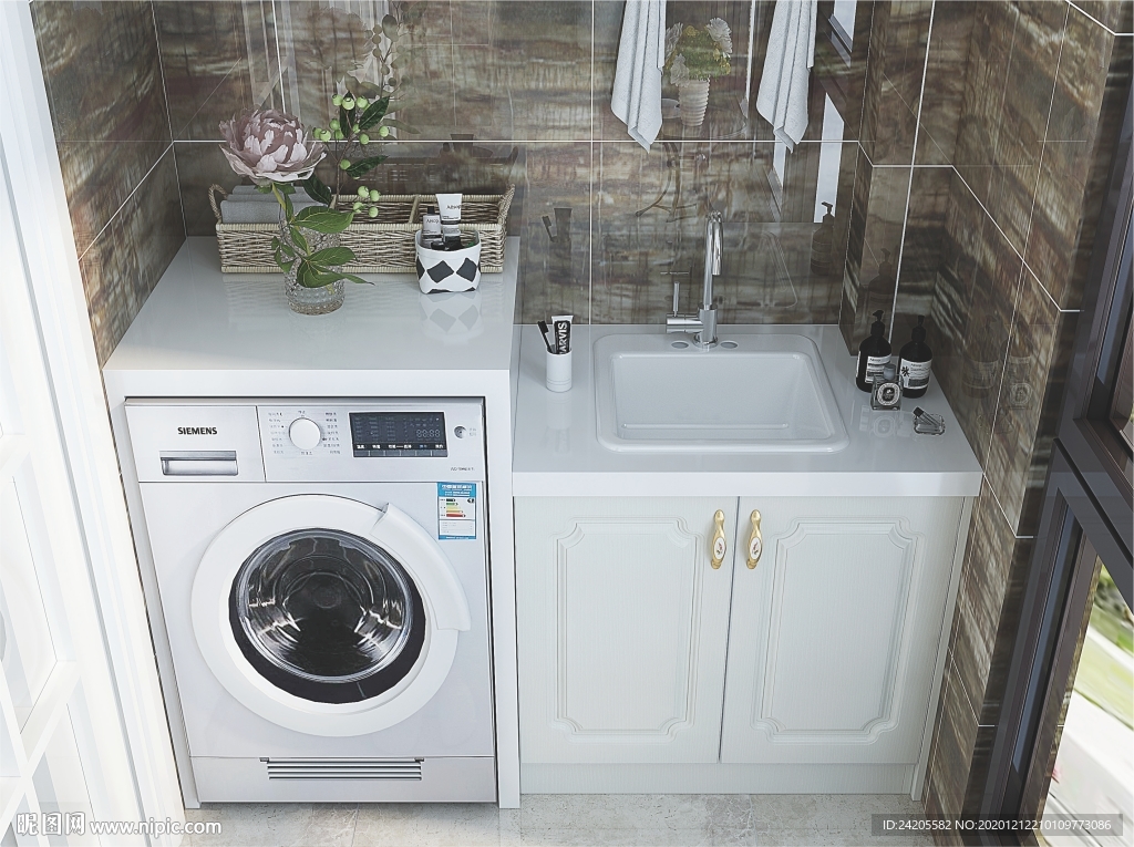 全屋定制简约板式阳台柜洗衣柜