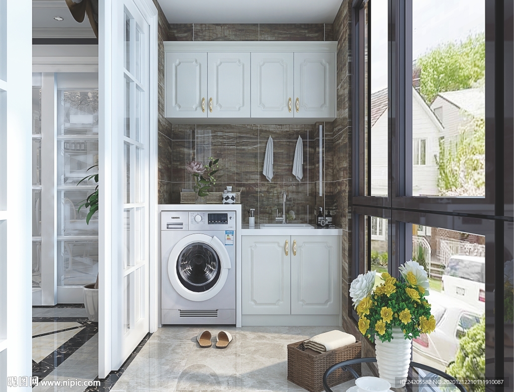 全屋定制简约板式阳台柜洗衣柜