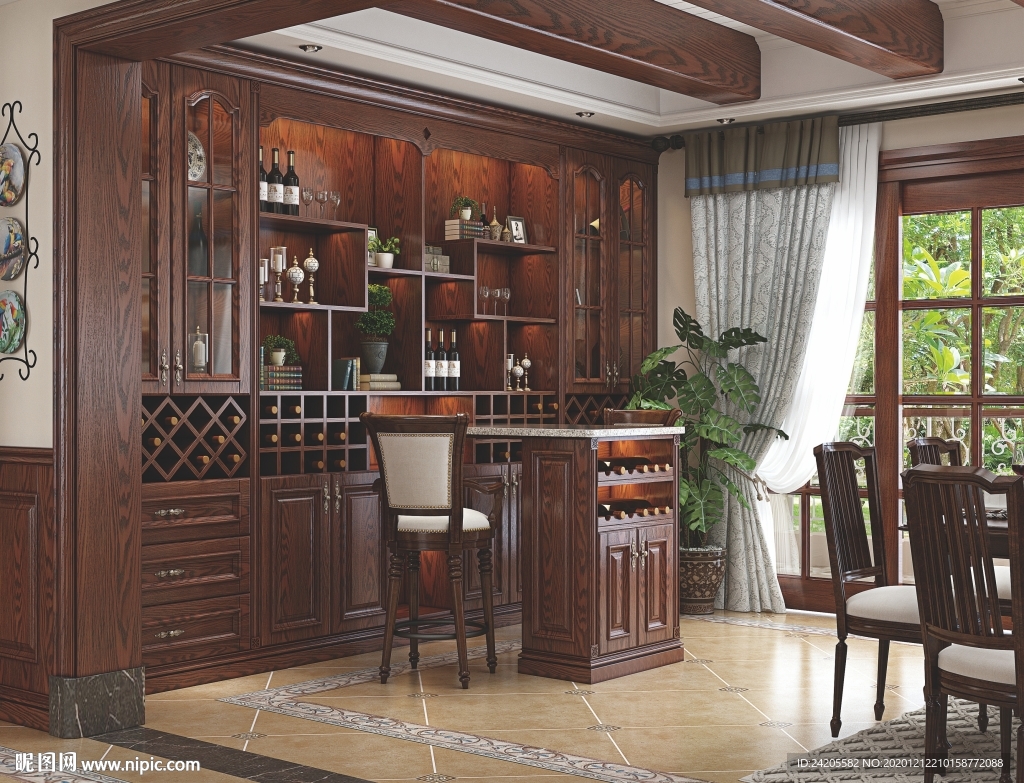 全屋定制餐厅实木酒柜餐边柜