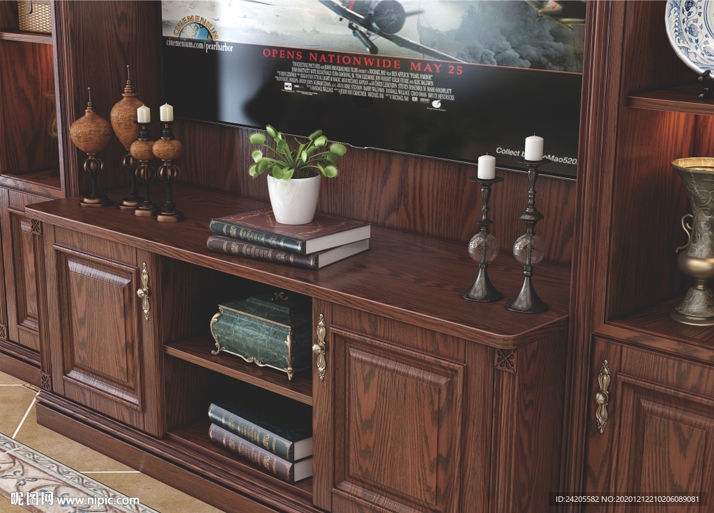 全屋定制客厅实木电视柜背景墙