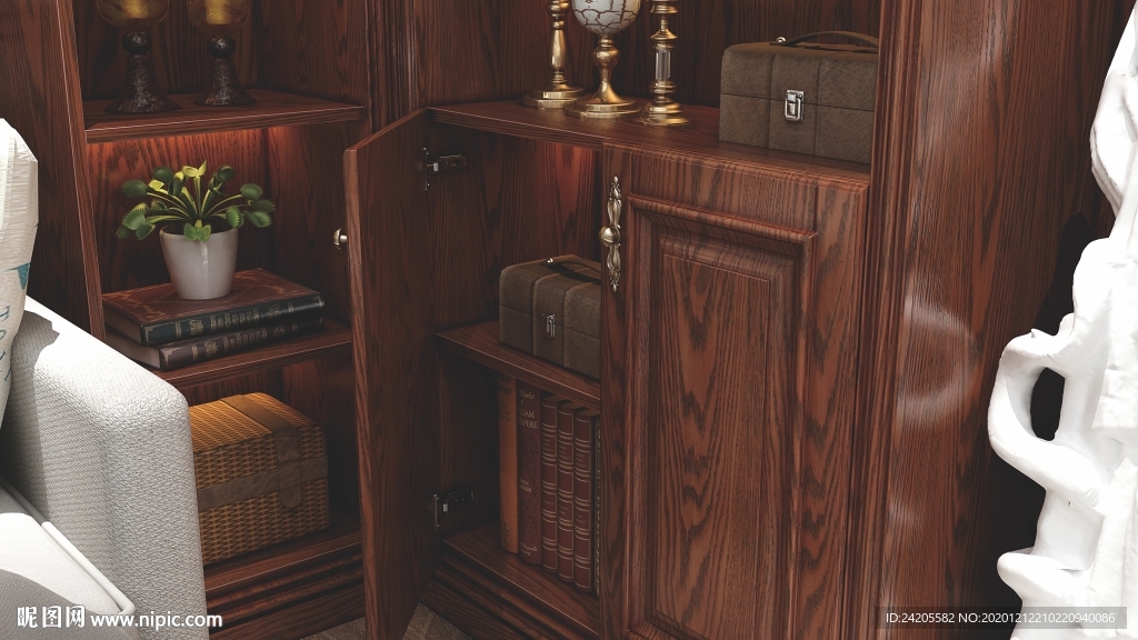 全屋定制实木模压书房书柜