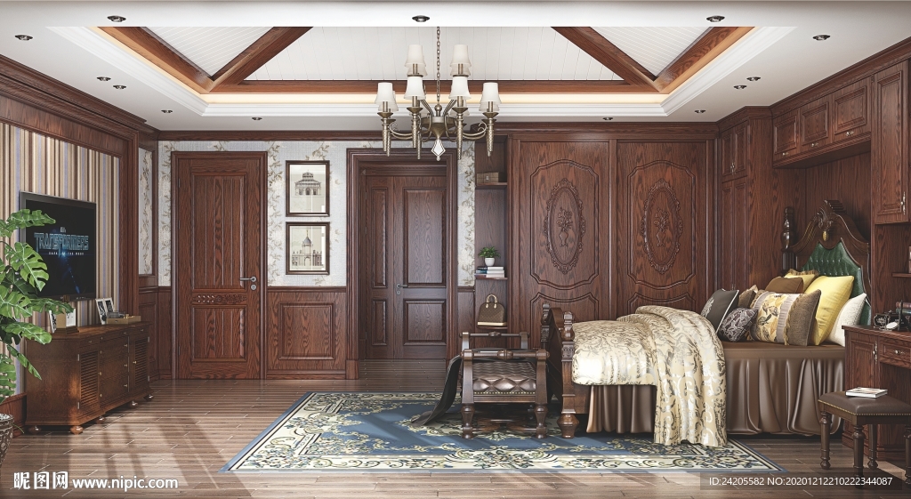 全屋定制实木模压卧室衣柜移门