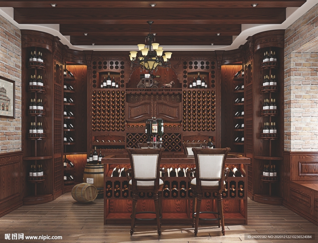 全屋定制餐厅实木酒柜酒窖