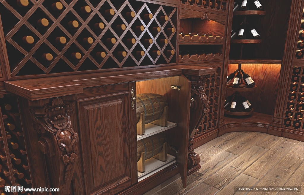 全屋定制餐厅实木酒柜酒窖