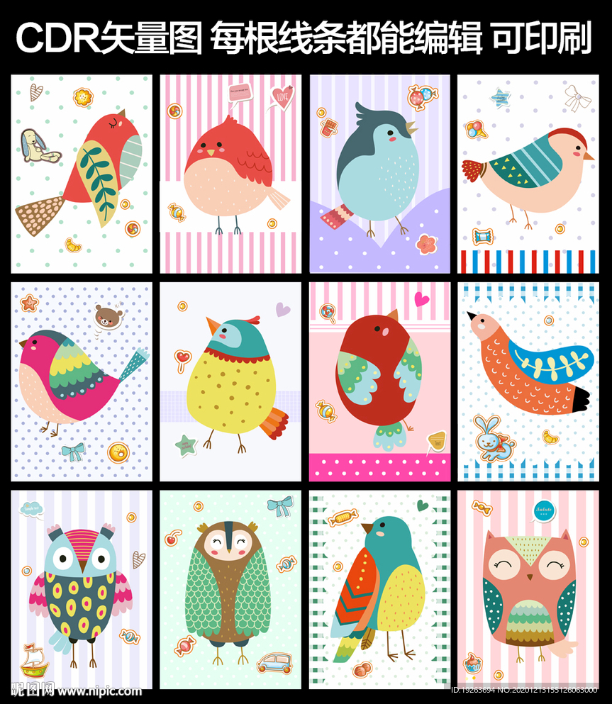 矢量卡通插画鸟图片