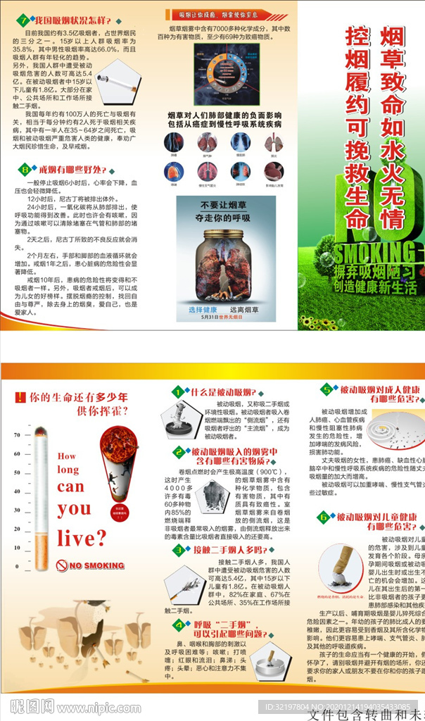 无烟日折页 禁烟三折页