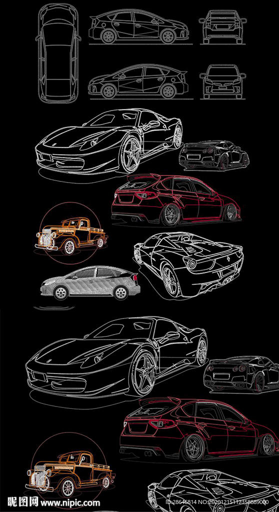 汽车剪影CAD图纸
