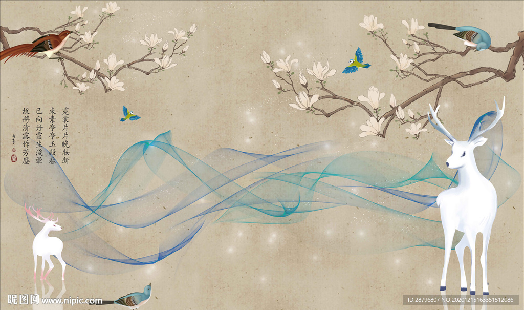 兰花 籣 树鸟 花鸟 喜鹊 玉