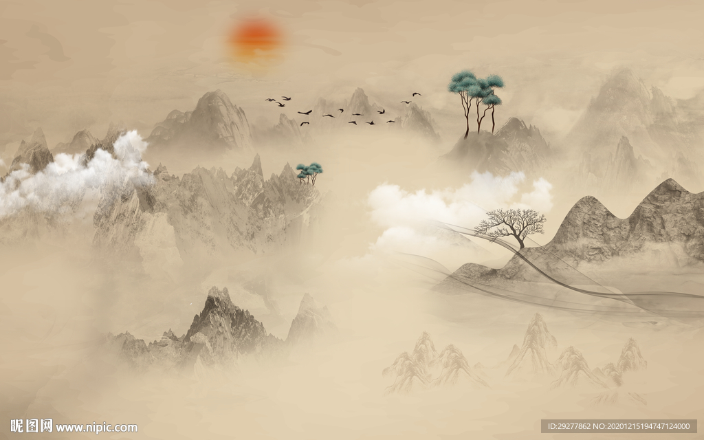 高档 国画新山水画 TIF分层