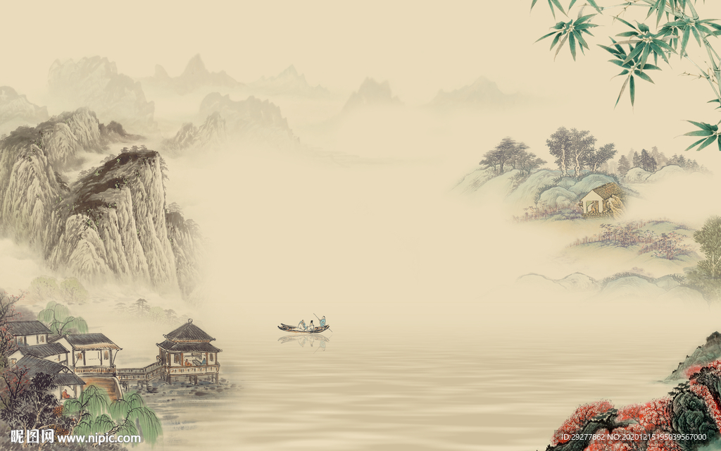 高清中国风新山水画 TIF分层