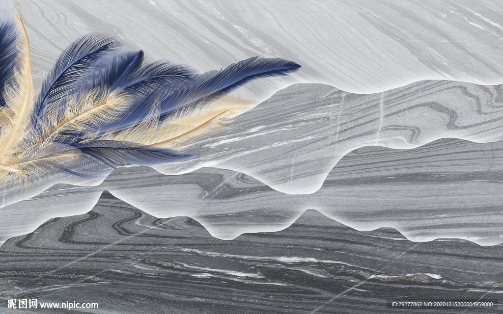 欧式 悬空背景墙画 TIF分层