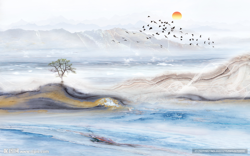 高端石纹新山水画 TIF分层