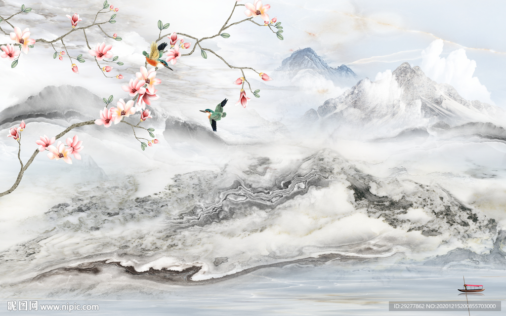 高清 石纹新山水画 TIF分层