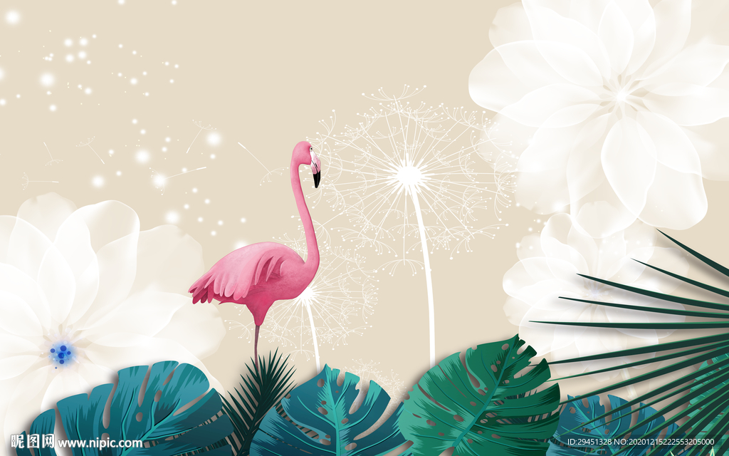 火烈鸟欧式简约背景 TIF分层