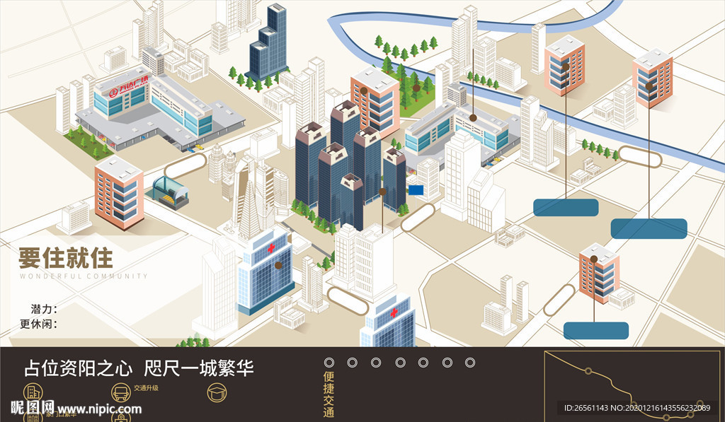 地产配套立体3D区位图