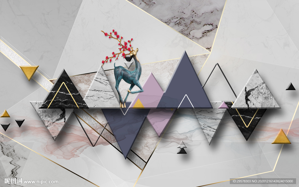 手绘 新北欧装饰画 TIF分层