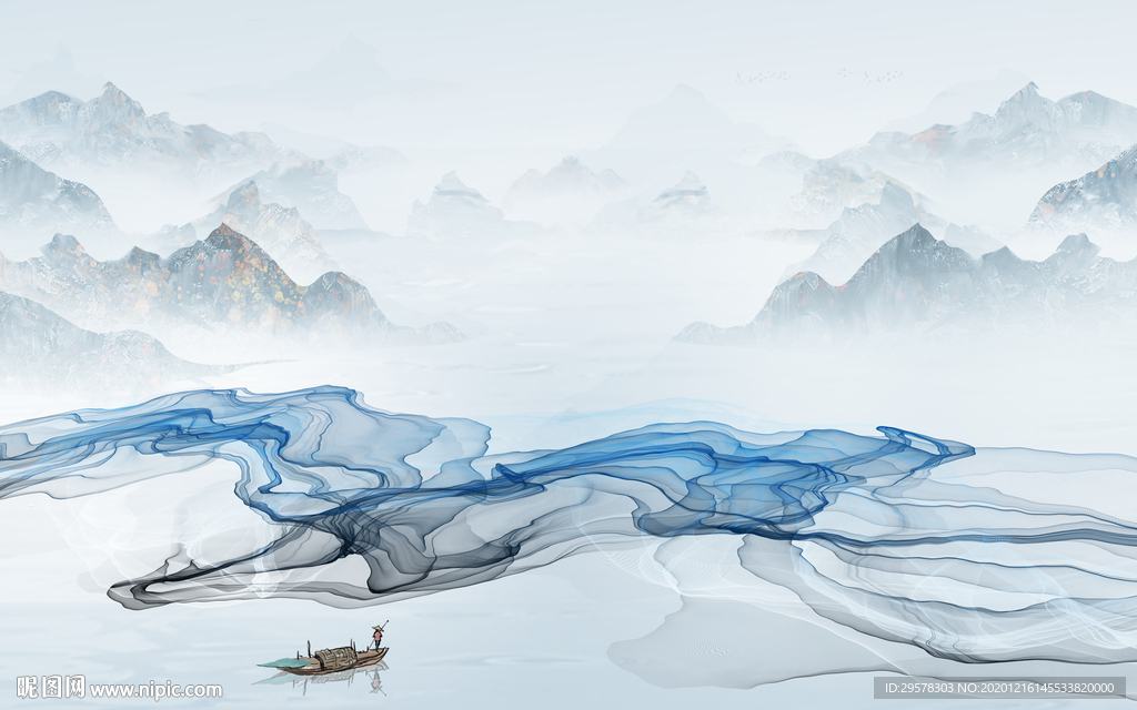 意境 客厅简约山水 TIF分层