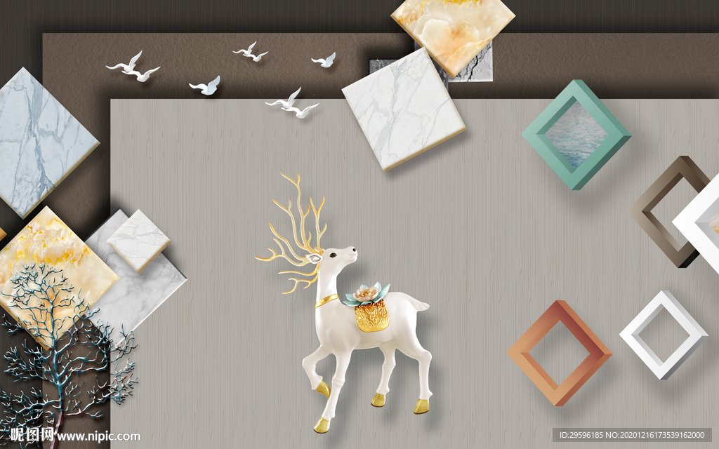 现代 新简约装饰画 tif分层