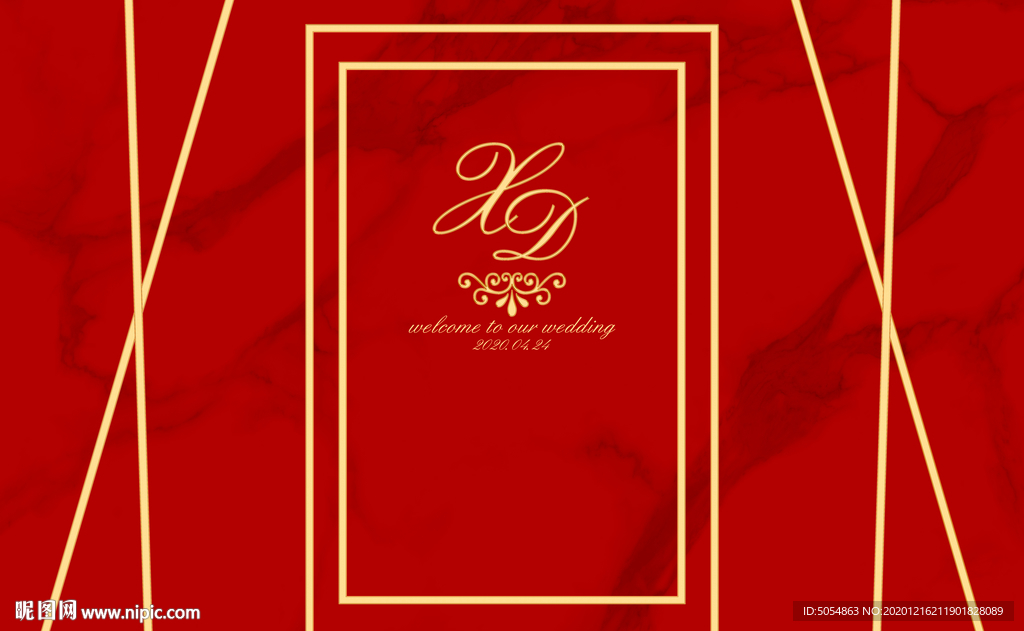 红色大理石婚礼舞台背景