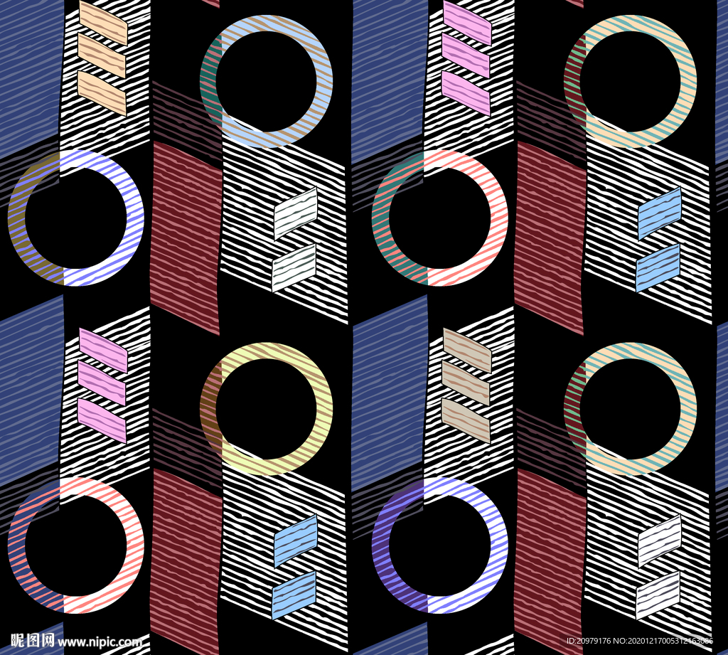 几何花 圆圈 斜线 大牌花