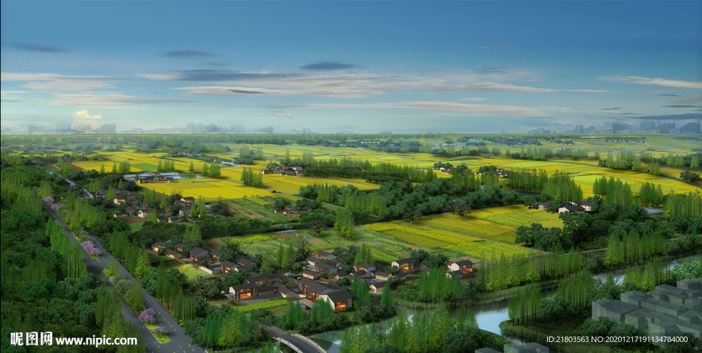 景观效果图农村效果图田园效果图