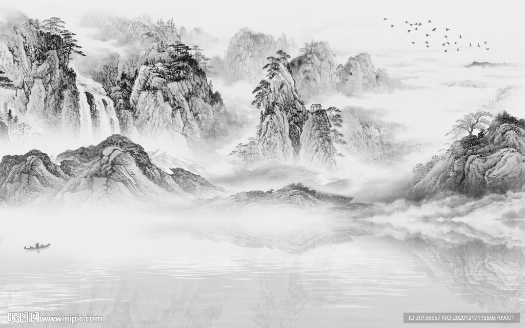 新中式唯美高档山水 TIF分层