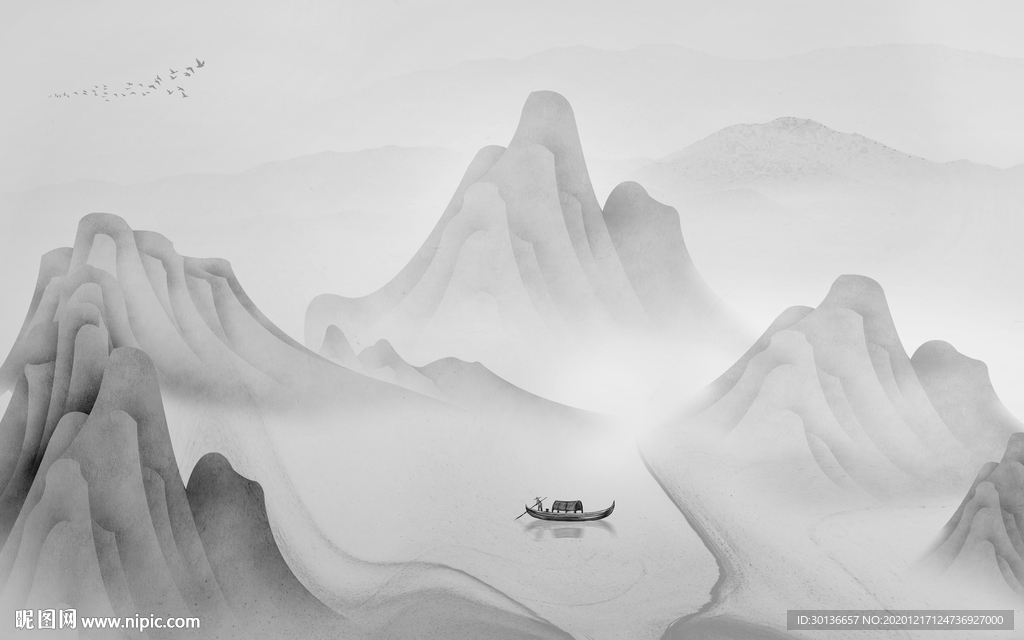 水墨唯美高档山水 TIF分层