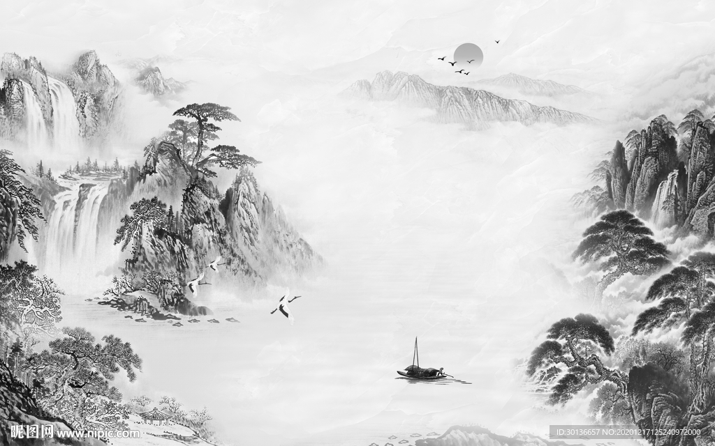 大气 唯美中式山水 TIF分层