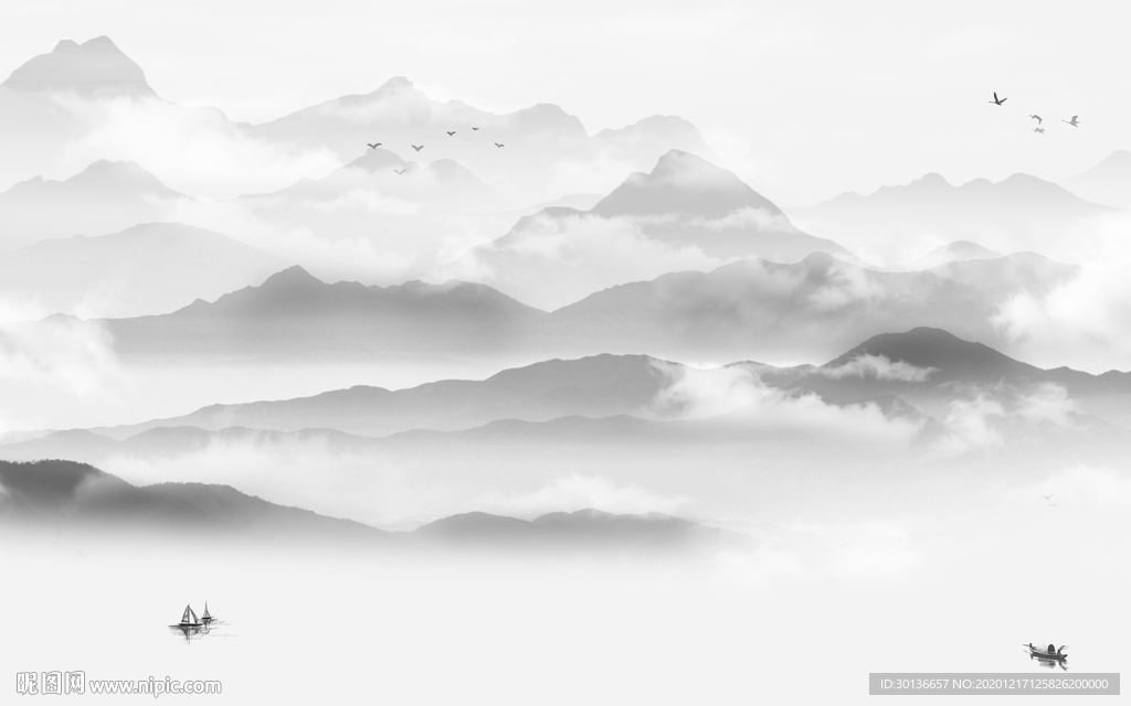 最新唯美中式山水 TIF分层