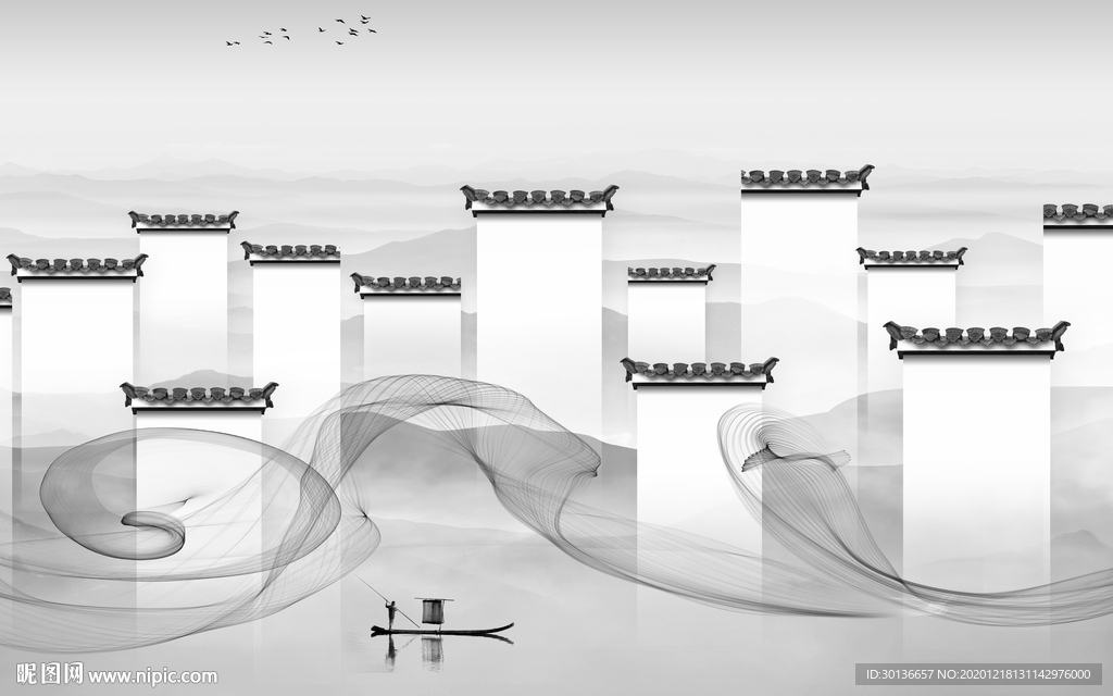 徽派 高清唯美山水 TIF分层