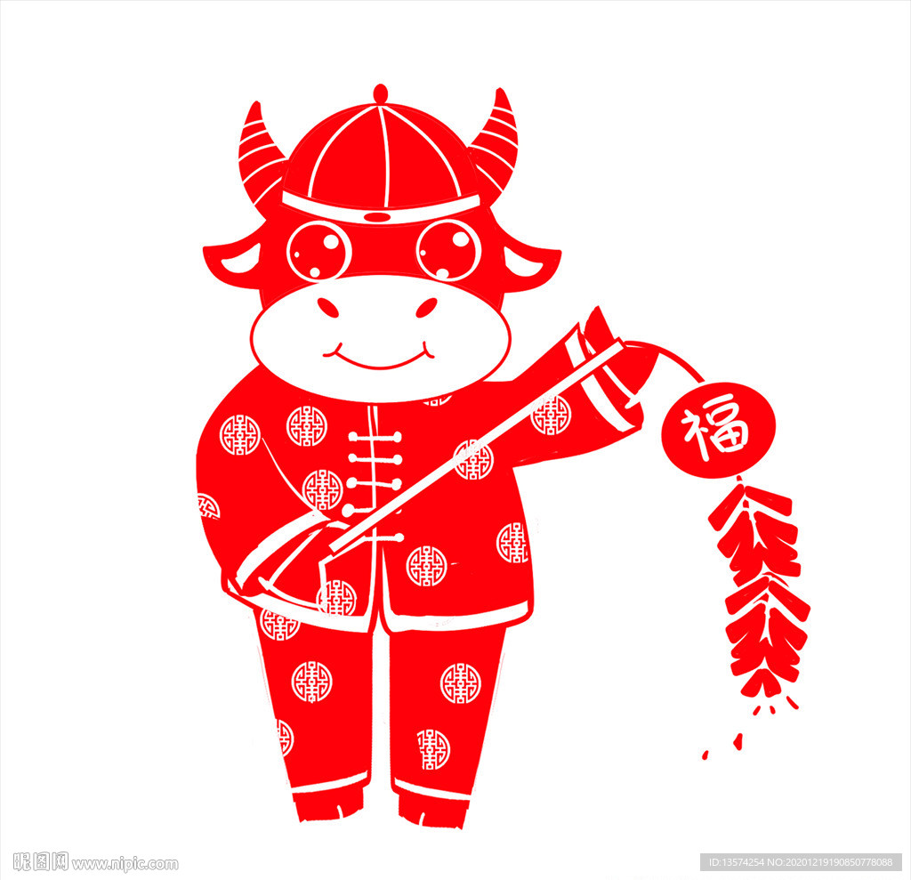 2021年牛剪纸春节窗花图案