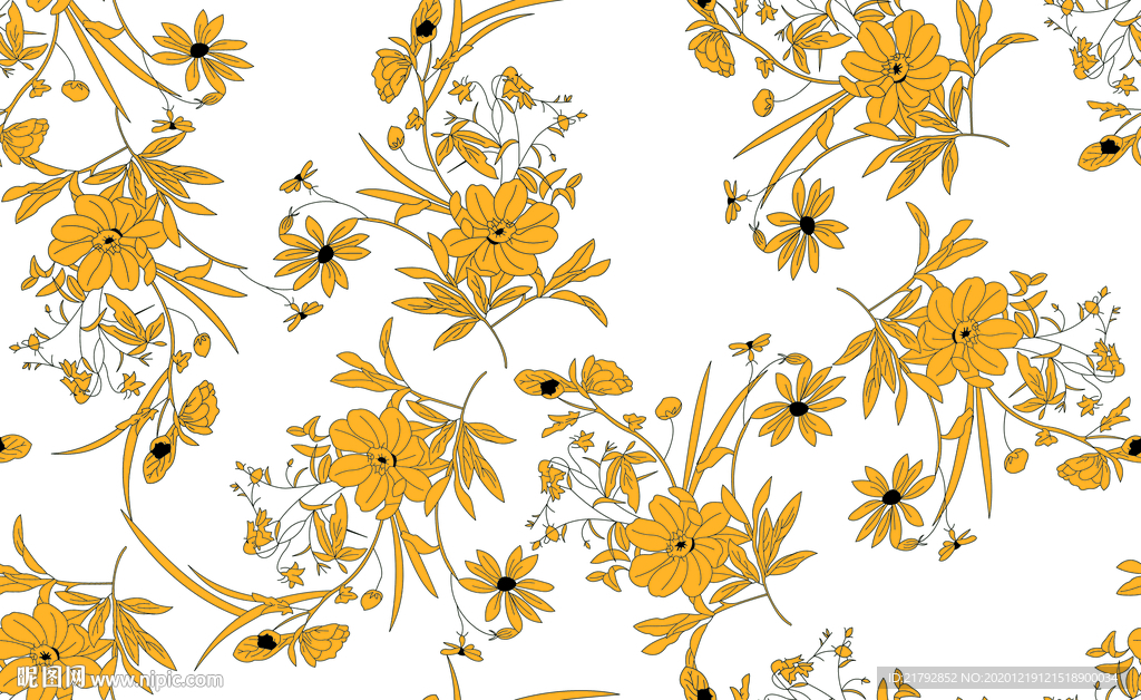 手绘花 数码印花图片