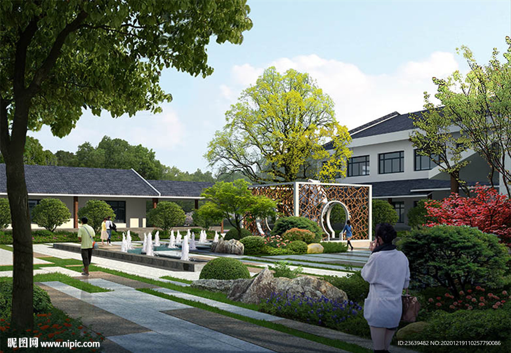 新中式小庭院效果图