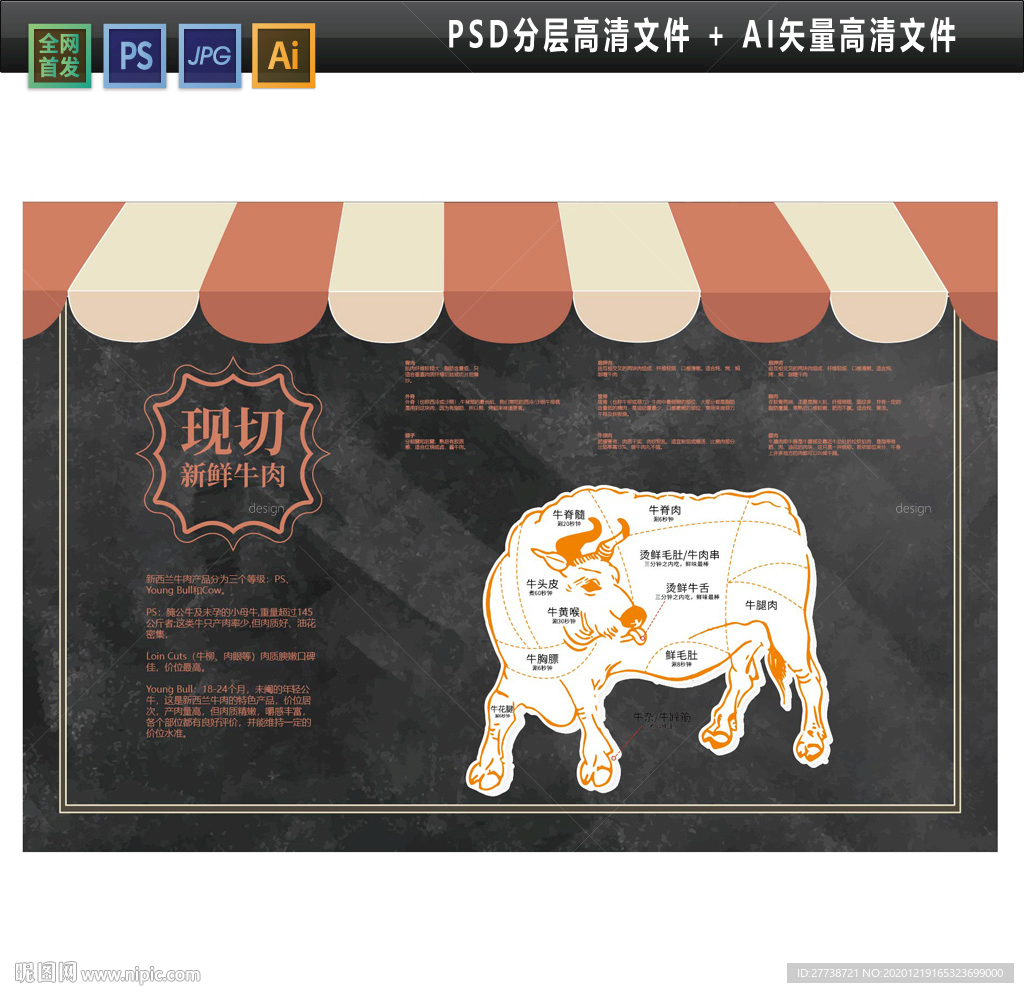 牛肉分割图图片 雪花牛分布图