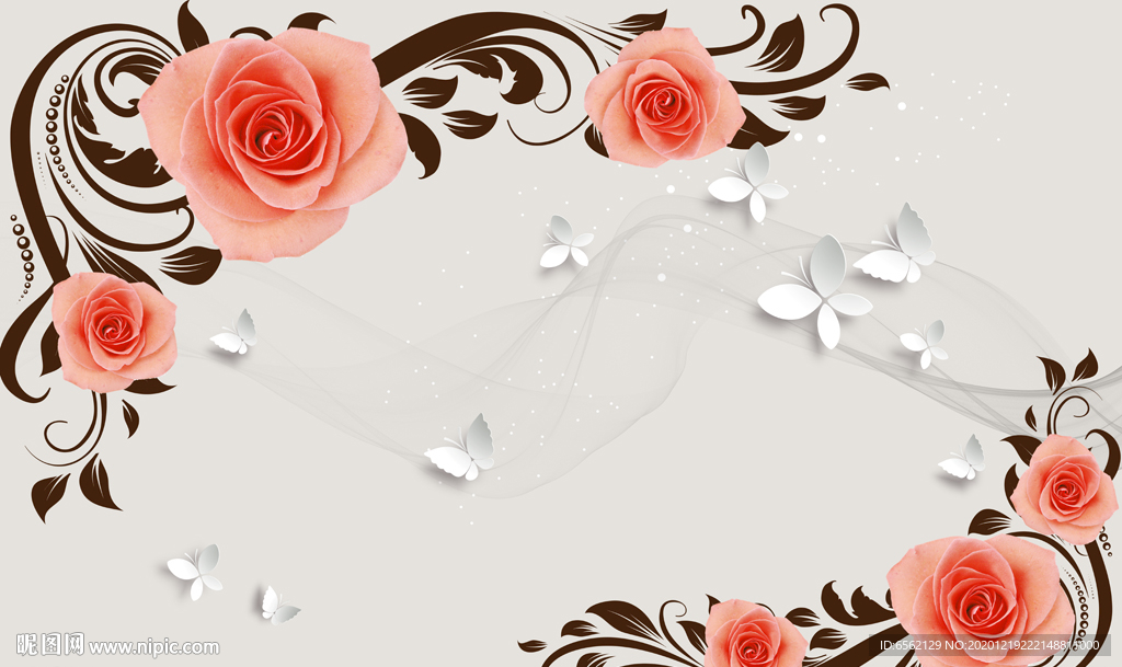 花纹玫瑰背景墙