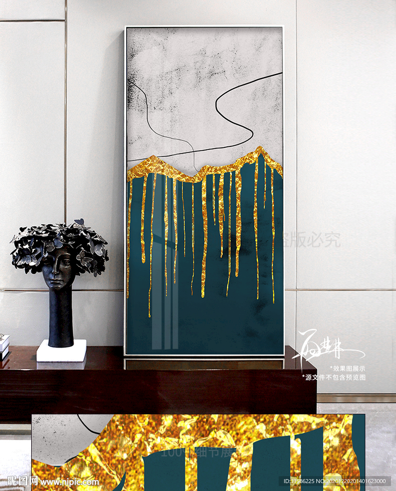 抽象金箔线条装饰画