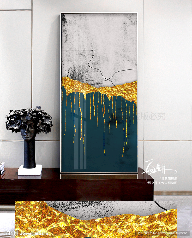 炼金抽象金箔玄关装饰画