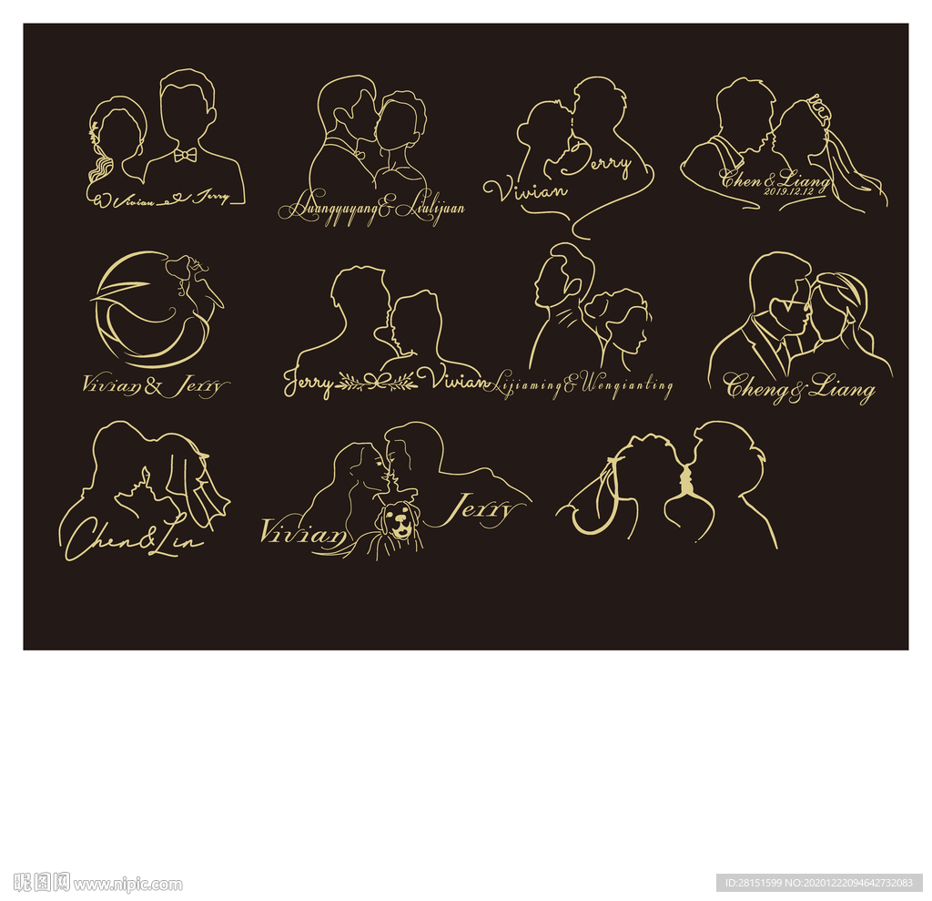 婚礼头像线条logo图片