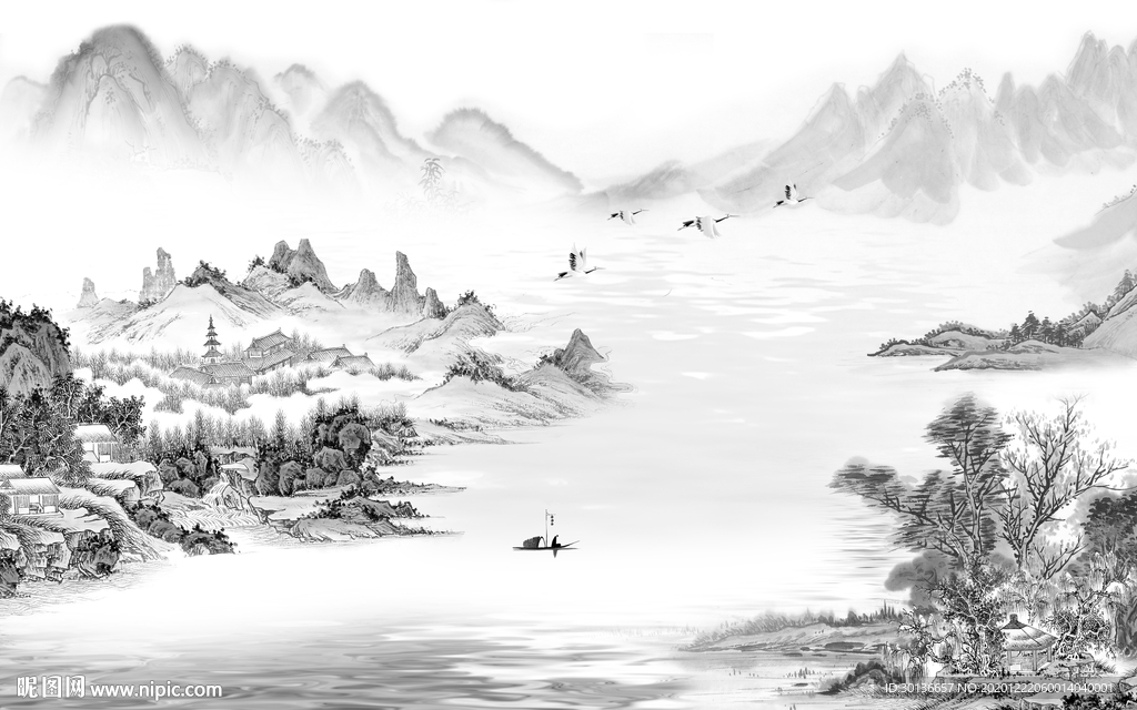 别墅高档意境山水 TIF分层