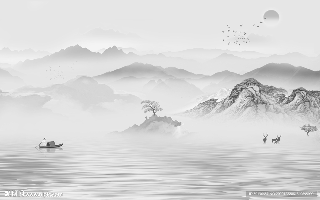 中国风高档意境山水 TIF分层