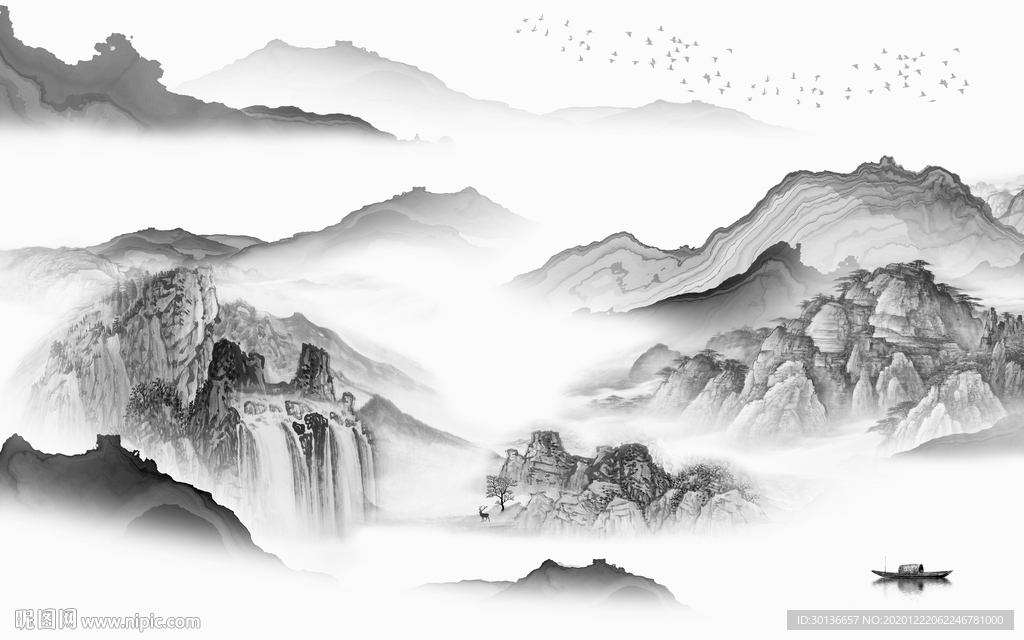 新中式高档意境山水 TIF分层