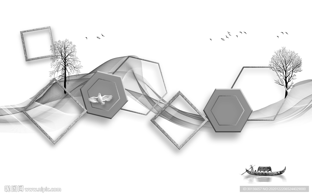 几何高端装饰画 TIF分层
