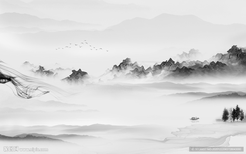 简约新款意境山水 TIF分层