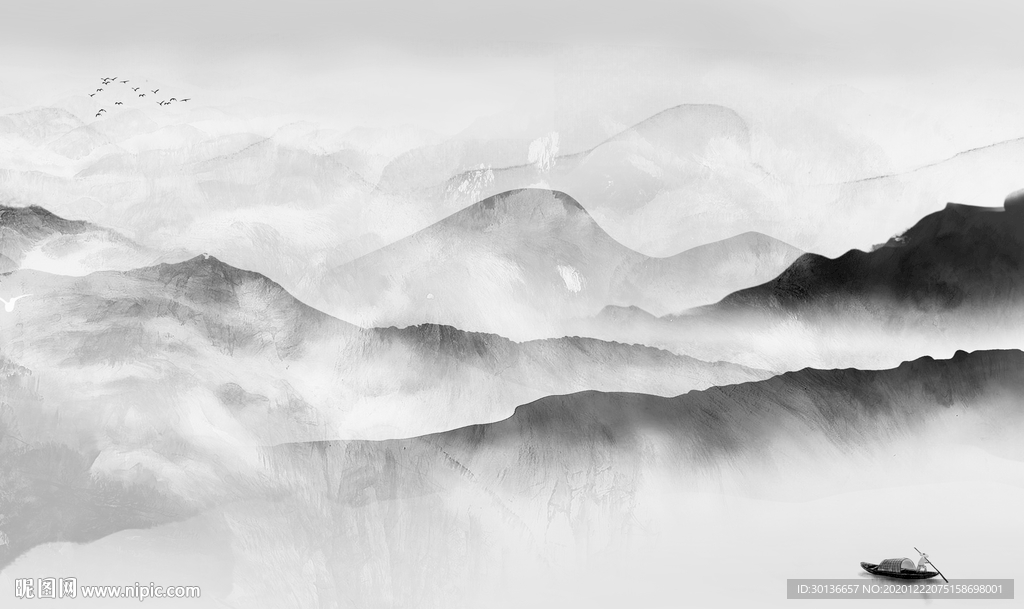 背景墙高清意境山水 TIF分层